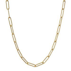 925 ITALY Sterling Silver in 14K Gold Plated Rope Paperclip Chain Necklace